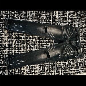 Men's Slim Straight Distressed Black Jeans